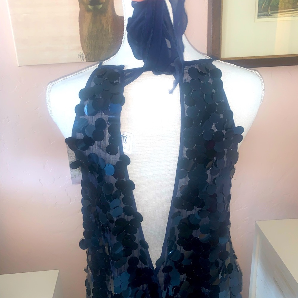 Tea/F navy embellished holiday topNWT $76 SZ small - Picture 6 of 10